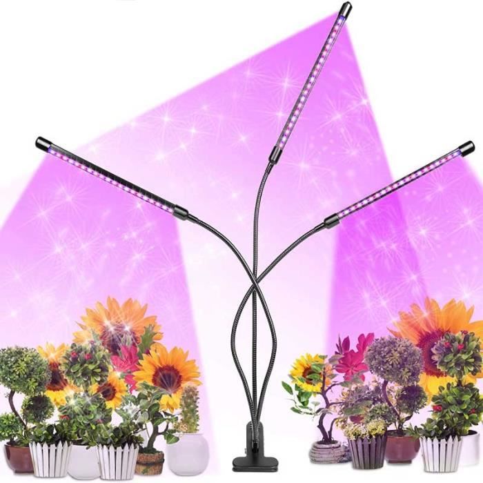 OUMMET Lampe de Plante 27W Lampe de Croissance Lampe Horticole à Trois Têtes avec Cou de Cygne Flexible 360°,équipée de 57 LEDs,Parfait pour Plantes,Fleurs,et Légumes Intérieur. 27W 