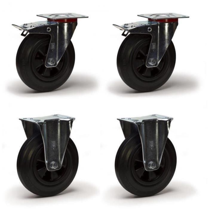6" Roulette pivotante caoutchouc chariot roues de Roulette de meuble 4 150mm 