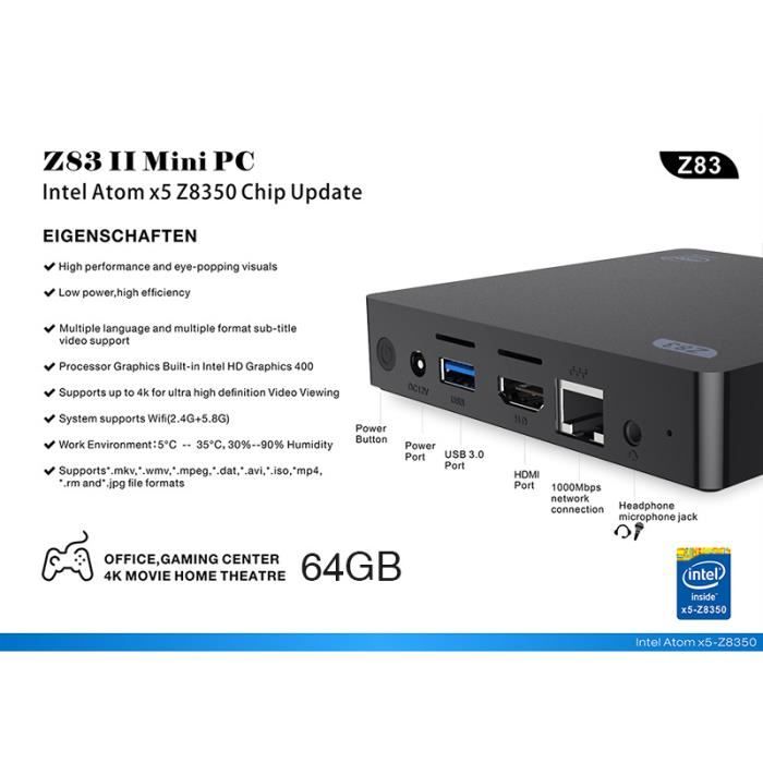 Bureau mini-ordinateur hôte 4G+64G Cherry