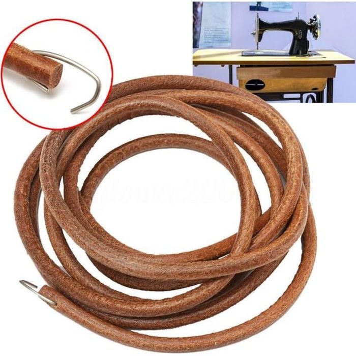 Pièces de pédale de ceinture en cuir 183cm 3/16 pouces avec crochet pour machine à coudre Singer / Jones