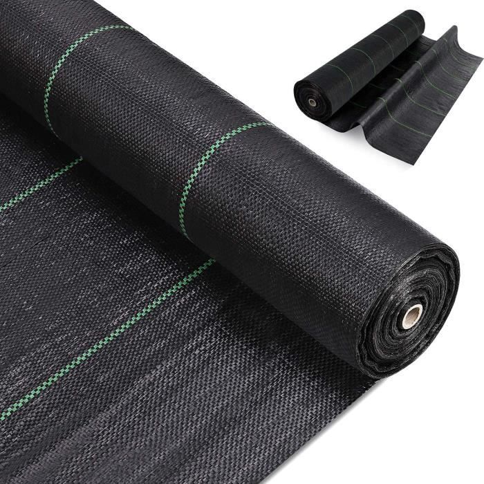 Toiles De Paillage 2m X 10m,Geotextile De Paillage Bache, Geotextile Toile Anti Mauvaises Herbes Tissu Perméable à L'eau, Noir - Jardin
