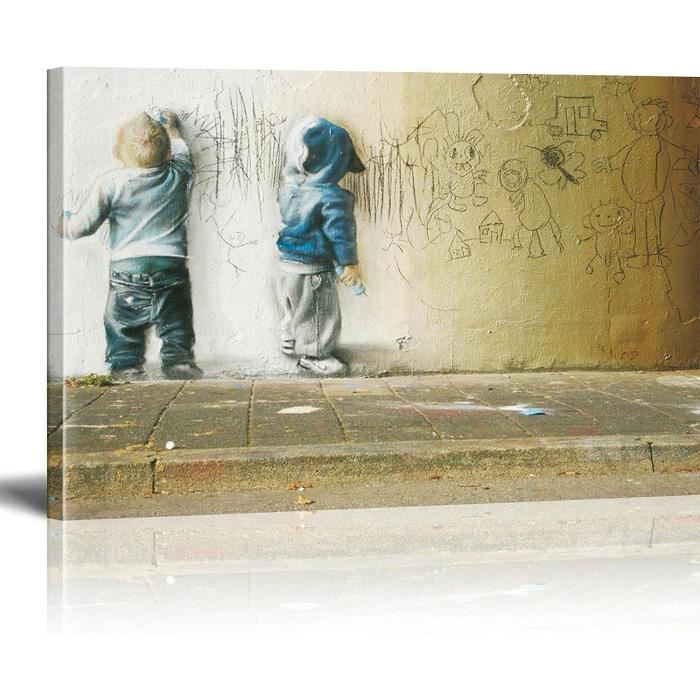 Reproduction Toile Banksy 'AMOUR OU ARGENT' - Art Graffiti Street Art - Encadrée Ou Non