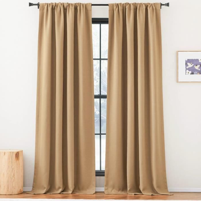 Rideaux Thermiques Occultants PONY DANCE - 2 Pièces, L 228 X H 228 Cm, Vert Clair, Sans Perçage