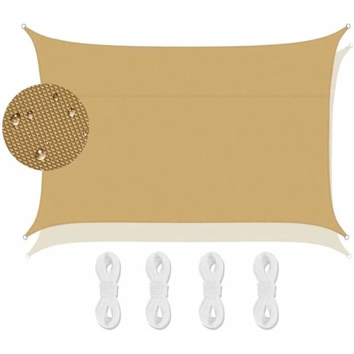 Voile D'Ombre 96% Rectangulaire - Filet D'Ombre Épaissi Polyester - Protection UV Pour Jardin, Balcon, Terrasse - Beige