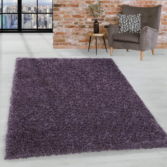 Tapis D'Orient Vintage Coureur Violet 240x80 Cm - Laine Overdyed Noué Main - Look Usé