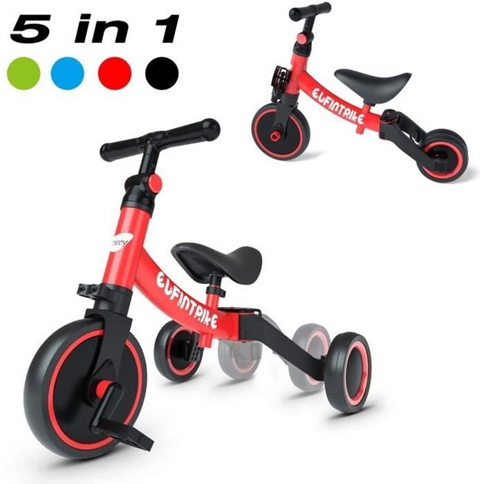 Besrey 5 en 1 Velo Draisienne Tricycle Evolutif pour Enfant Selle et Guidon Reglable Velo sans Pedale pour Bebe 2 4 Ans a Apprenti Cdiscount Jeux Jouets