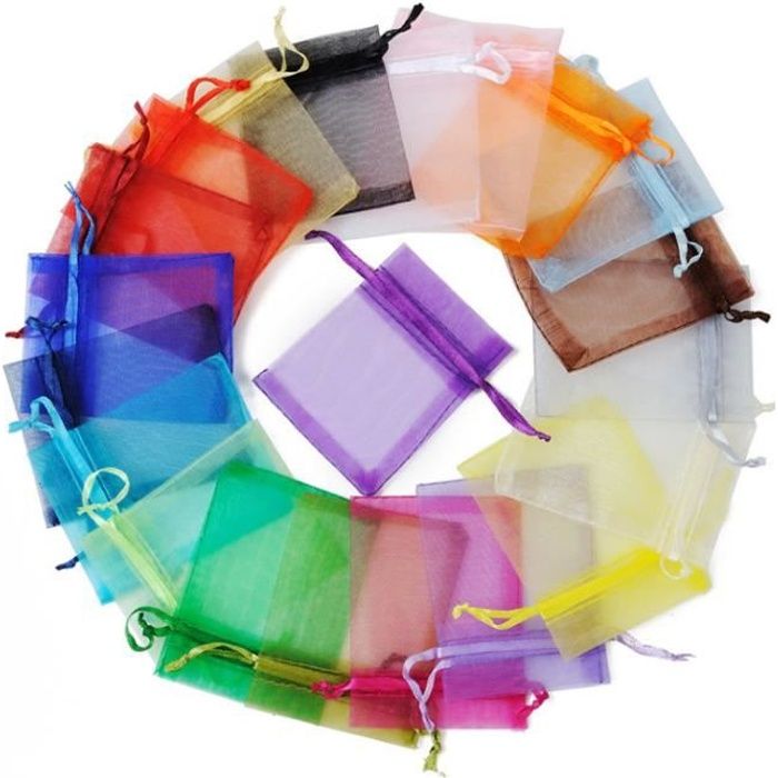 120 Sachets Organza Blanc 7x9cm - Poches Cadeaux Mariage Noël Bijoux Bonbons - Avec Cordon Fermeture