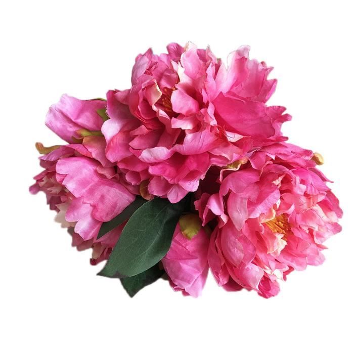 Fleur artificielle 5 fleurs de pivoine rouge-222 - Cdiscount Maison