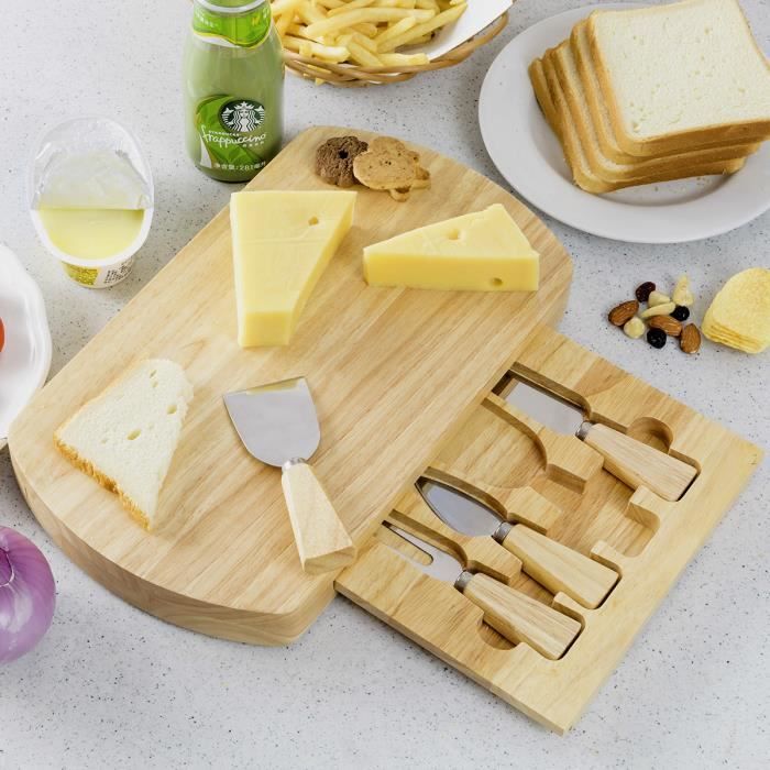 Plateau A Fromage Ovale Planche A Fromage En Bois Avec Ensemble 3 Couteaux Et 1 Fourchette A Fromage Dimension De Plateau 35 X 19 X Achat Vente Plateau A Fromage