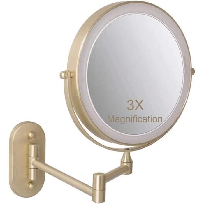 7Trees Miroir de maquillage pliable rétro de 20,3 cm pour salle de bain (doré