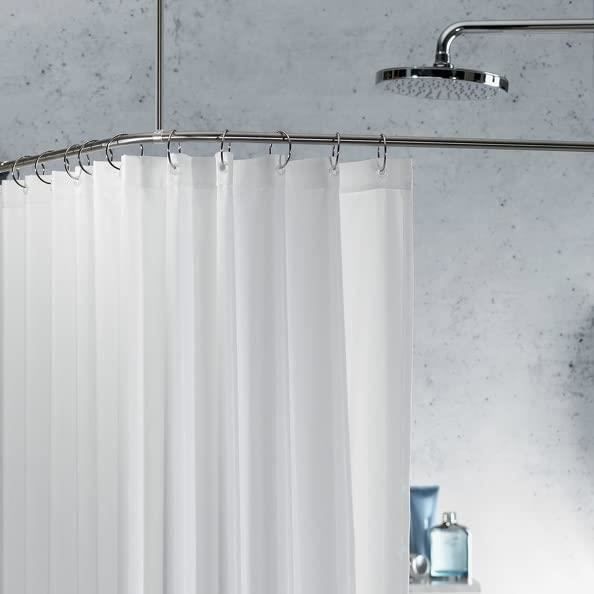 Barre Tringle Rideau Douche D angle À Fixer Inox Slim 170x175cm Chromé Support Plafond & Anneaux Rideaux Inclu