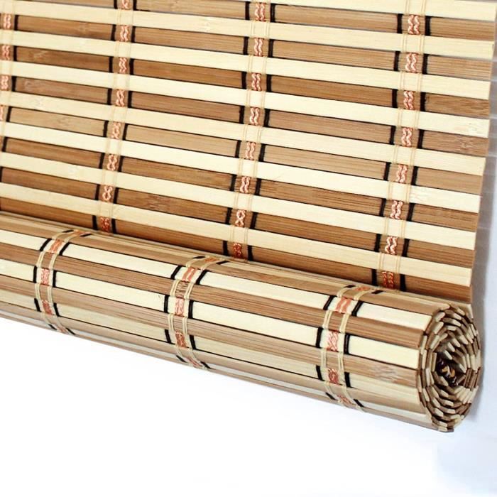 Store à Rouleau En Bambou Naturel,Naturel Respirant Rideau En Bambou Exterieur,Store Fenetre Occultant,Store En Bois Pour Portes De Fenêtres De Cuisine,Largeur X Hauteur (170cm X 220cm