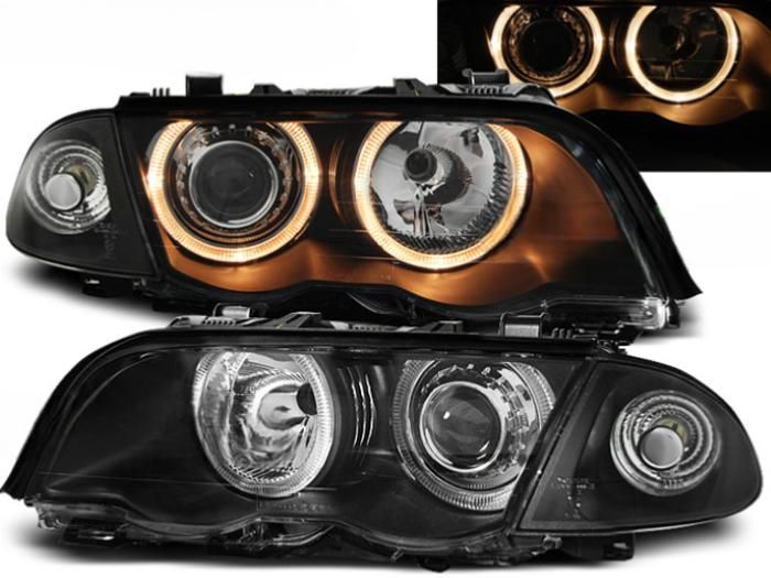 Paire de phares BMW serie 3 E46 98-01 angel eyes noir