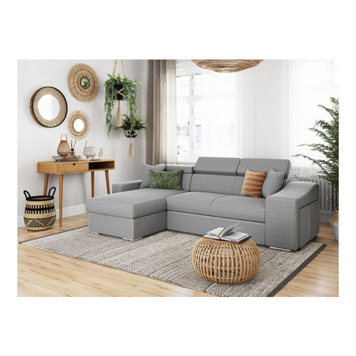 canape d angle elona convertible en tissu gris cdiscount maison