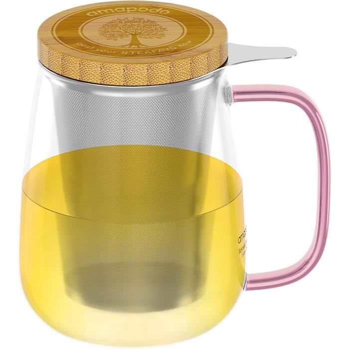 Theen BEY-Lot de tasses à théen verresavec couvercle et tamis700 mlXXLanse ...