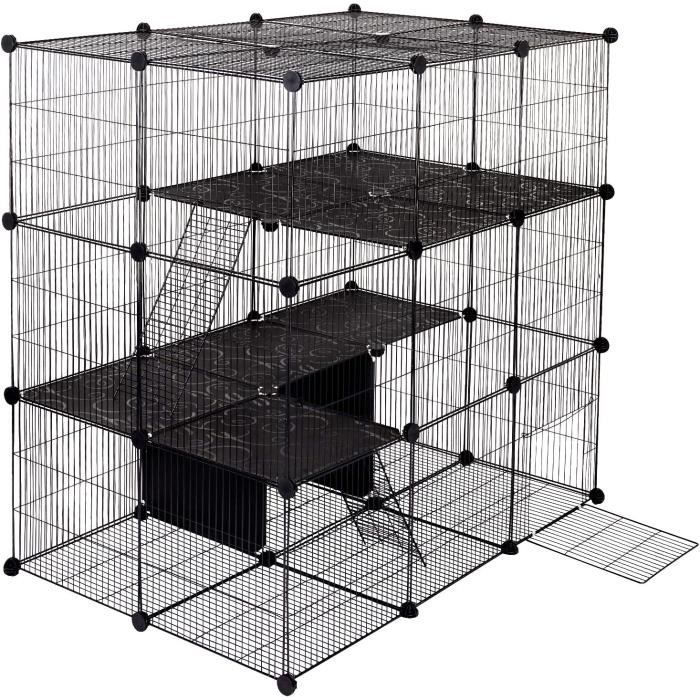 Enclos Lapin Interieur Parc Cochon dInde modulable Noir 109x74x109cm 0016WL