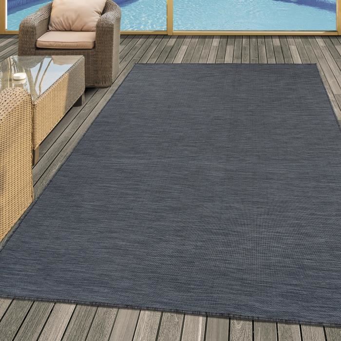 tapis sisal optique exterieur interieur tissage plat jardin d hiver tapis uni 160x230 cm noir cdiscount maison