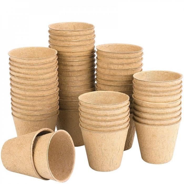 20 Pots à Semis Biodégradables 8x8 Cm - Pour Plants De Légumes, Fruits, Fleurs - Transplantation Facile