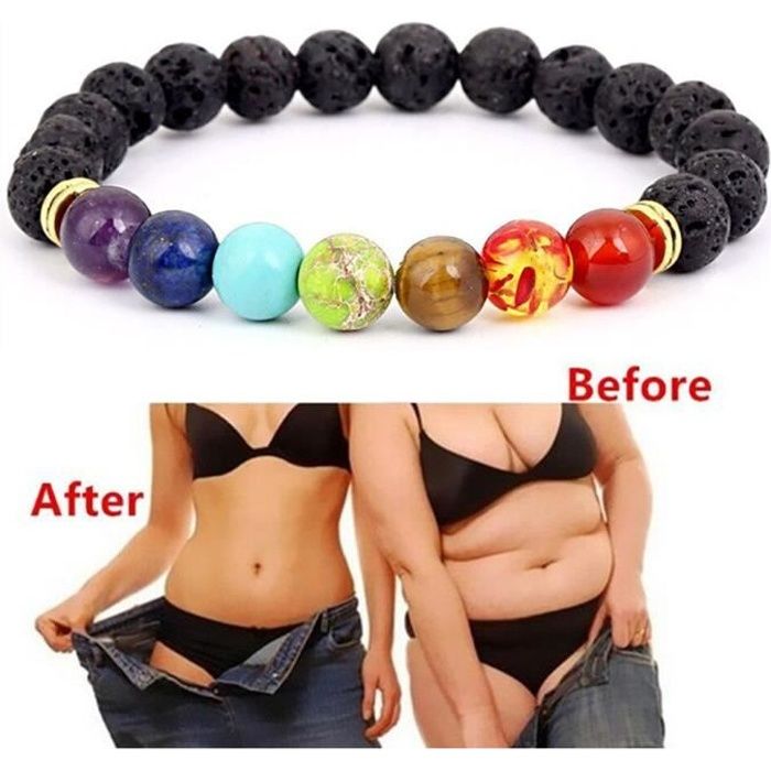 Bracelet Chakra en lave noire pour femmes - UO6293