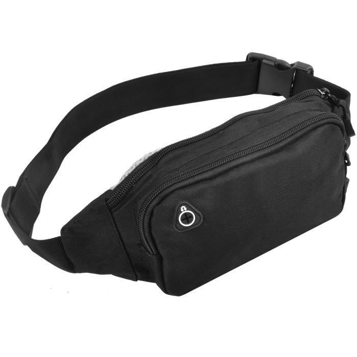 Sac Banane Femme&Homme, Sacoche Banane de Grande Capacité pour Randonnée (Noir)