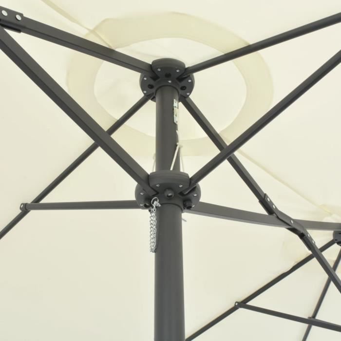 Parasol De Jardin Rayé Rose/blanc - Diamètre 170 Cm, Mât Avec Pointe, Inclinable - 2