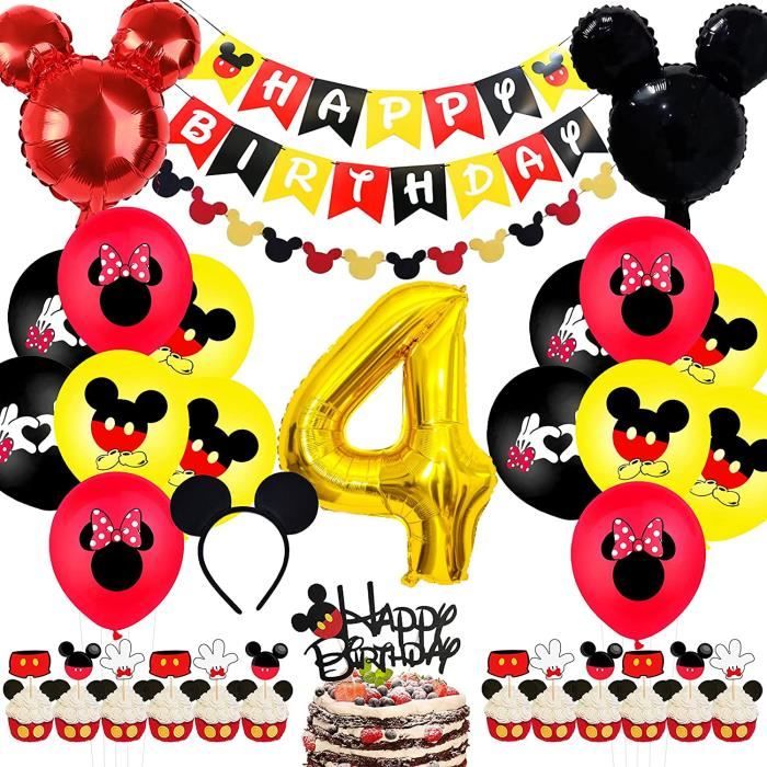 Decorations Anniversaire 4 Ans De Mickey Minnie Deco Anniversaire Fete Quatrieme Theme Mickey Ballon Banniere Pour Garcons Filles Cdiscount Maison