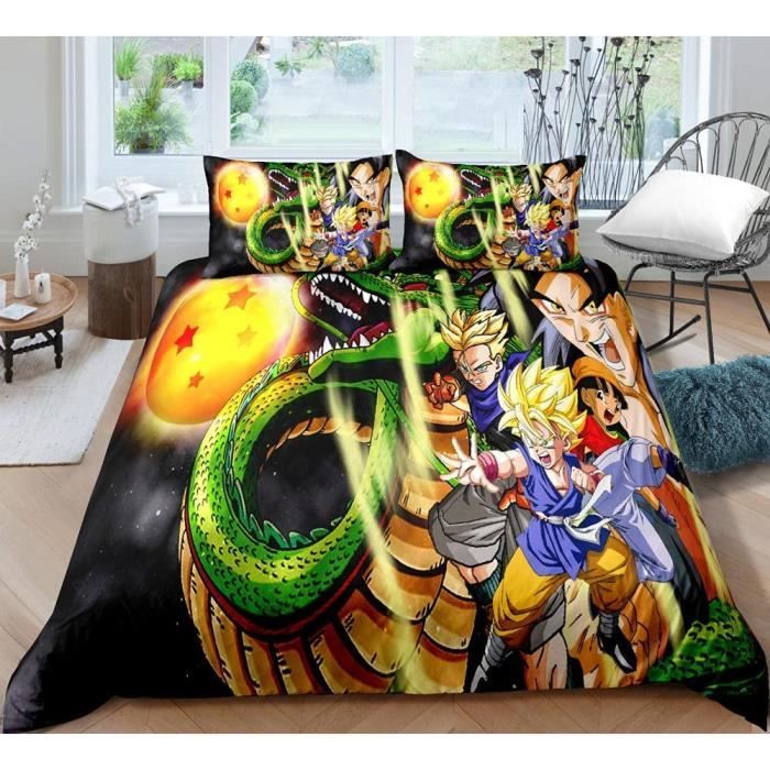 Parure De Lit Dragon Ball Wukong 3 Pièces - Microfibre Super Douce - Housse Couette + Taies D'oreiller - Tailles Simple, Double, King - Impression 3D Haute Qualité