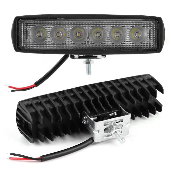 Sonew Barre lumineuse de moto 18W 800LM Lampe de travail 6 LED barre de phares antibrouillard pour camion voiture tout-terrain moto