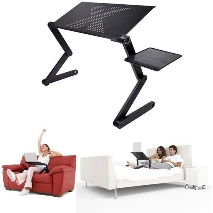 Support PC Pliable Pour Lit/Canapé XUANYU - Plateau Bois/Bambou, Inclinable, Avec Support Souris - 38×35 Cm