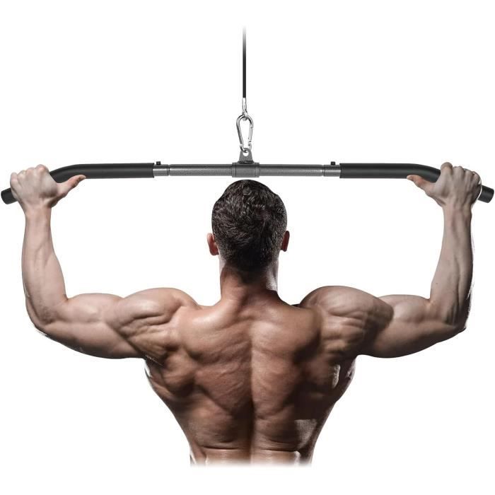 Barre De Tirage Musculation 48 Cm - Pour Triceps, Biceps, Dos - Poignée En Mousse EVA, Mousqueton Inclus