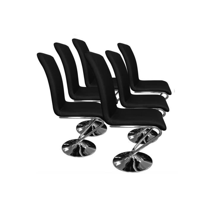 Lot de 6 chaises design PU ZETA en noir  Cdiscount Maison