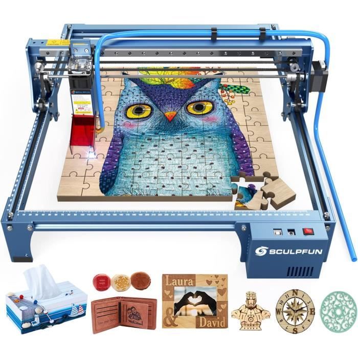 SCULPFUN S10 Machine à graver laser 24000 mm/min CNC DIY 10W Gravure laser  Rail coulissant linéaire de qualité industrielle