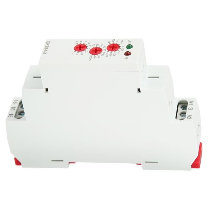 Akozon Relais de Temps de Retard GRT8-M1 Relais de Temps Multifonctionnel avec 10 Fonctions Support Rail DIN 12V-240V