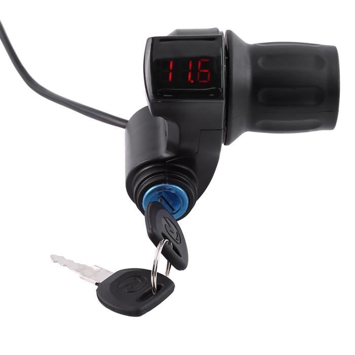 YUI Accélérateur de vélo à LED Accélérateur à demi-torsion 36V avec verrouillage à clé de l