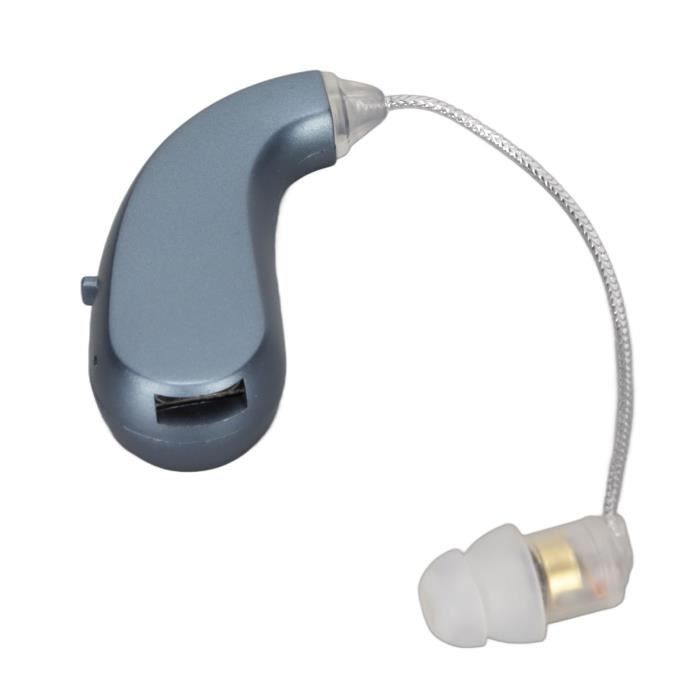 Amplificateur de son auditif portable rechargeable avec volume réglable (version améliorée argent) -LIA