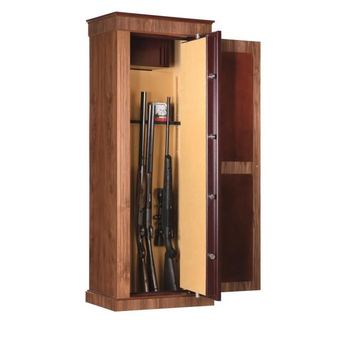 Armoire A Fusils 8 Armes Avec Compartiment Securise Bois Noyer