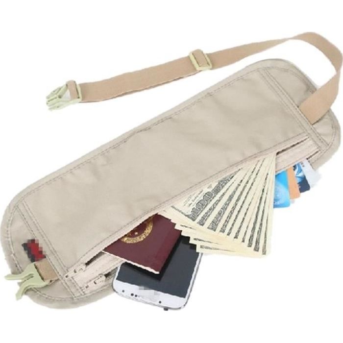 JWBBU Sac Banane Ceinture Secrete de Voyage pr Especes Cartes Passeport Billets Mobile Pochette Ceinture de Securite