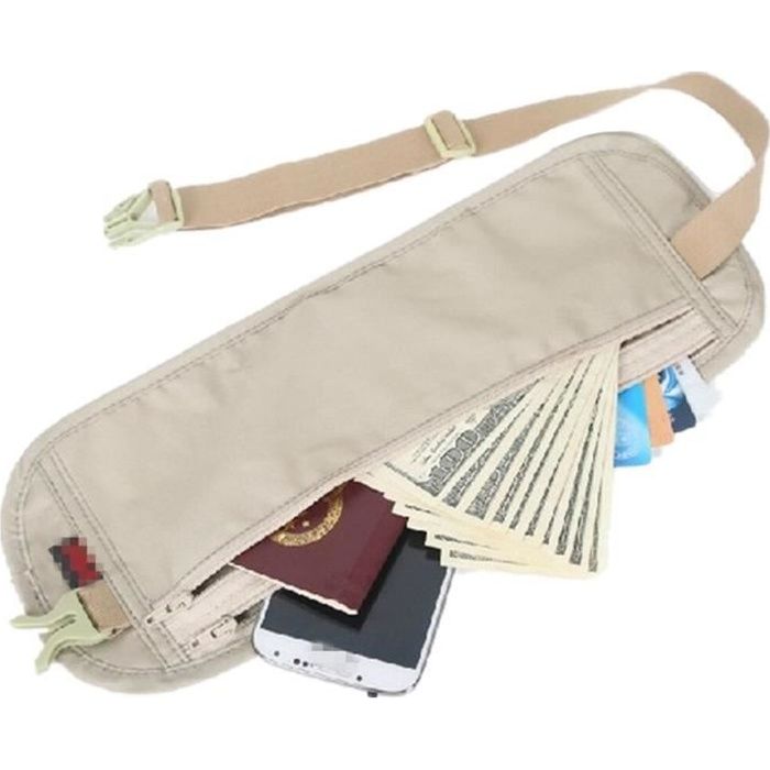 JWBBU® Sac Banane Ceinture Secrète de Voyage pr Espèces Cartes Passeport Billets Mobile Pochette Ceinture de Sécurité