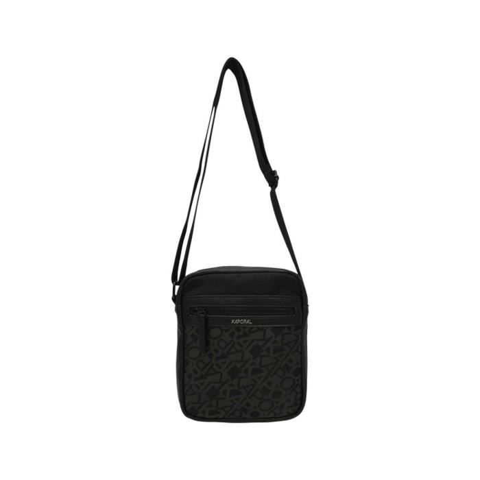 Sacoche KAPORAL Noir Bandouliere ajustable Fermeture zippee Imprime Kaporal Noir Cdiscount Bagagerie Maroquinerie