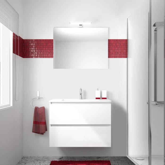 Allibert Ensemble Meuble De Salle De Bain 2 Tiroirs Blanc Brillant L 80 Cm Lagoon Cdiscount Maison
