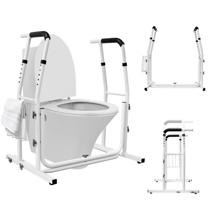 LILIIN Aide à lever des toilettes mobile avec Support Hauteur réglable pour salle de bain, charge jusqu'à 200 kg
