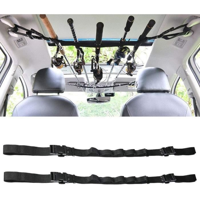 Lot De 2 Porte-cannes à Pêche Voiture - Réglables, Cuir PU Et Nylon - Noir