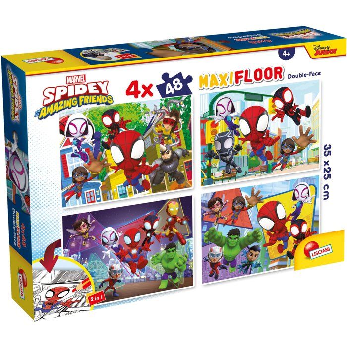 Puzzle Double Face Lisciani Giochi Spidey – 4 Puzzles de 48 Pièces, Dès 4 Ans - vue 4