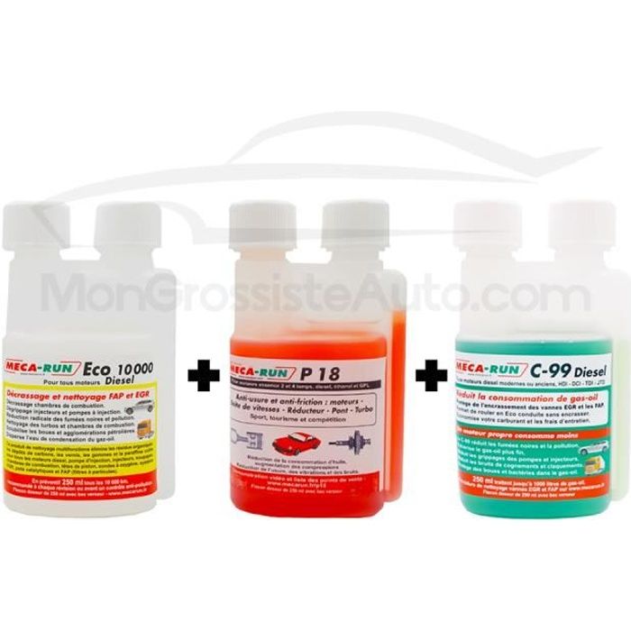 Pack Eco entretien Mecarun, ECO 10000 diesel + C99 diesel + P18 - 250ml