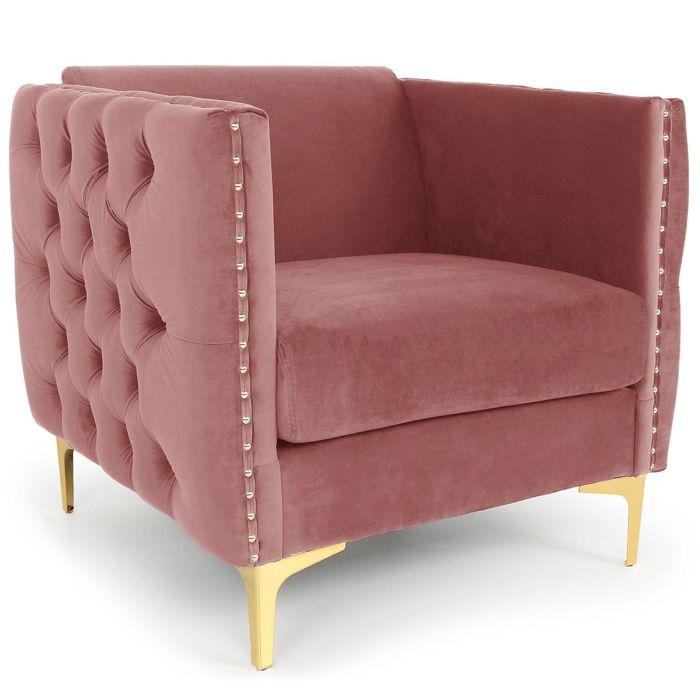 MENZZO Fauteuil Joshua Velours Rose