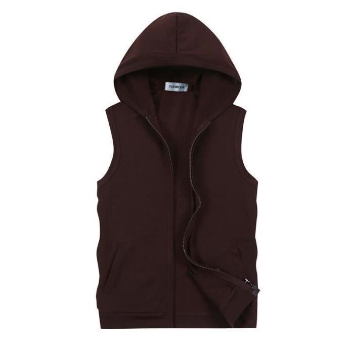 Sweat Shirt Capuche Sans Manches Homme Veste En Jeans Sans Manches