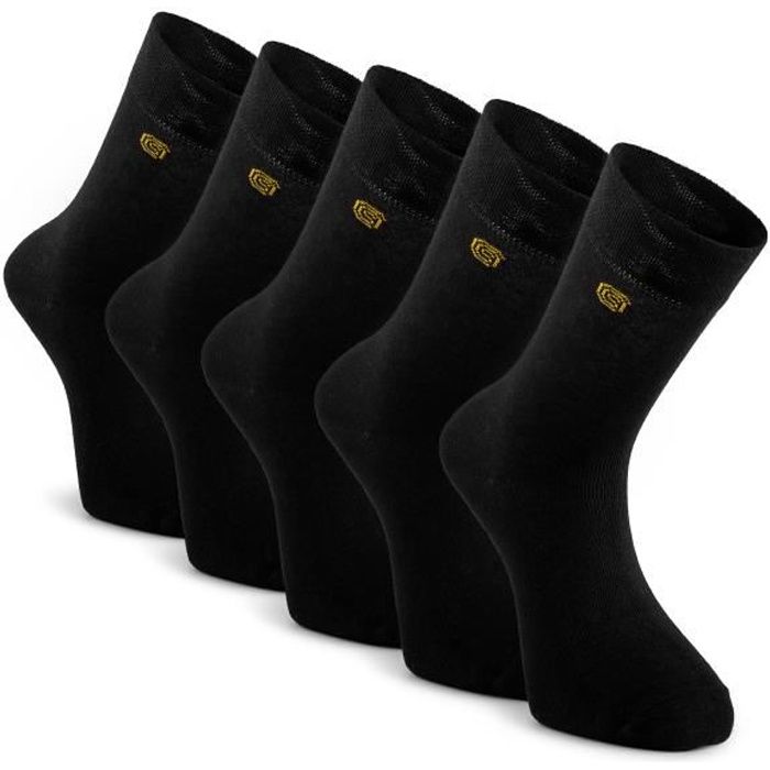 TWINDAY Lot de 10 paires de Chaussettes Homme Coton SPORT Noir