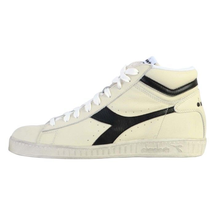 Basket à lacets Cuir Diadora Game L High Waxed - Blanc Noir