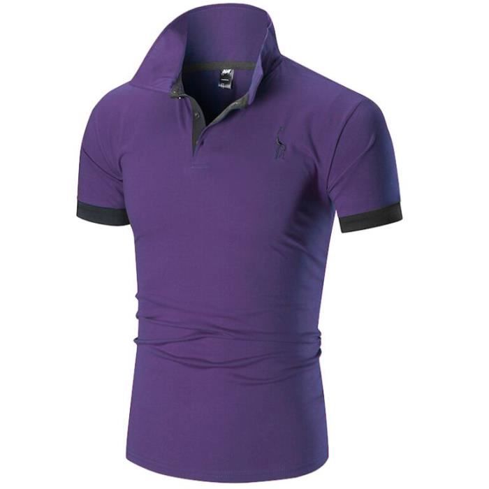 Polo Homme Manches Courtes Couleurs Contraste Poche Coton Casual Tops M 5XL Violet Violet Cdiscount Pret a Porter