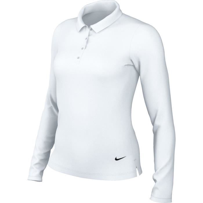 Polo manches longues femme Nike Dri-Fit Victory - white/black - L-T
